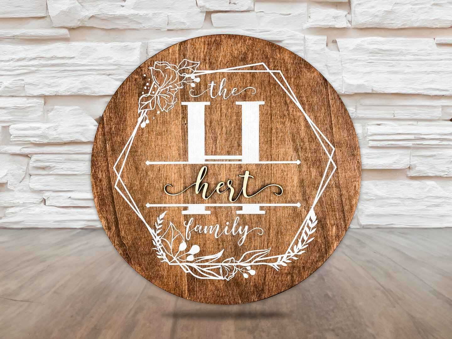 Classic Round Personalized Wood Monogram Sign